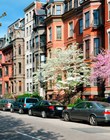 Elegant brownstones in a residential street of Back Bay, Boston