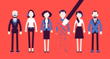 Q&A: Eviction from the Board? Person rubbed out and removed with eraser. Man obliterated from group of people, moved from business team, blocked in friends chat service, forbidden contacts. Vector illustration, faceless characters