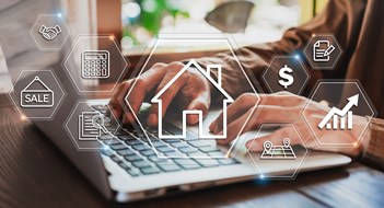 National Housing Conference Launches New Down Payment Calculator Businessman using laptop to search, Planning and investing in real estate, Property management concept