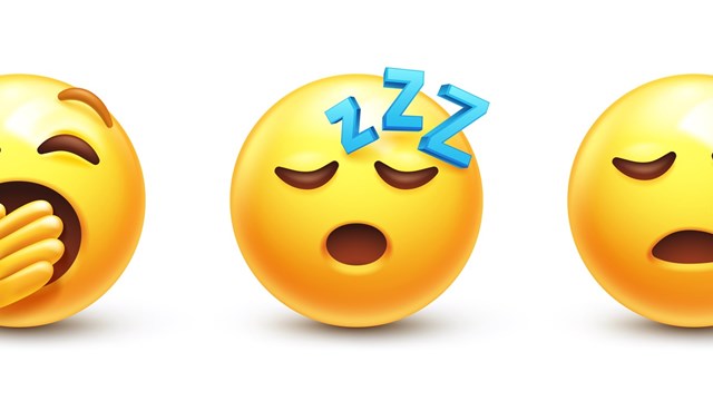 Snoring emoticon, Zzz and yawning face 3D stylized icons