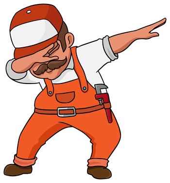 Dabbing plumber character vector cartoon clip art