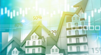 A Look at the Market Real estate growth graph. 3d illustration