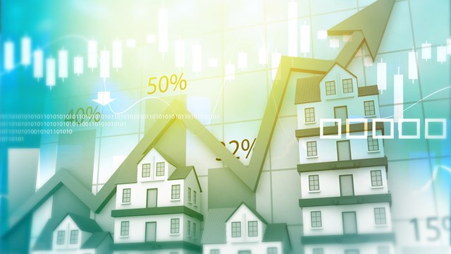 Real estate growth graph. 3d illustration