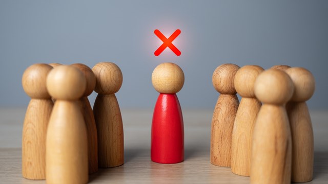 Rejected by the community. Unacceptable behavior. Distrust and isolation from society. Outcast. Untrustworthy, antisocial. People ignore the person.