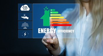 10 Steps to Reduce Energy Waste Efficiency energy rating concept. Ecological house with low consumption on renovation with insulation.Sustainable  development and eco house