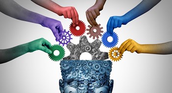 Effective Committees Team training and business learning as a teamwork brainstorm concept or brainstorming idea with 3D illustration elements.