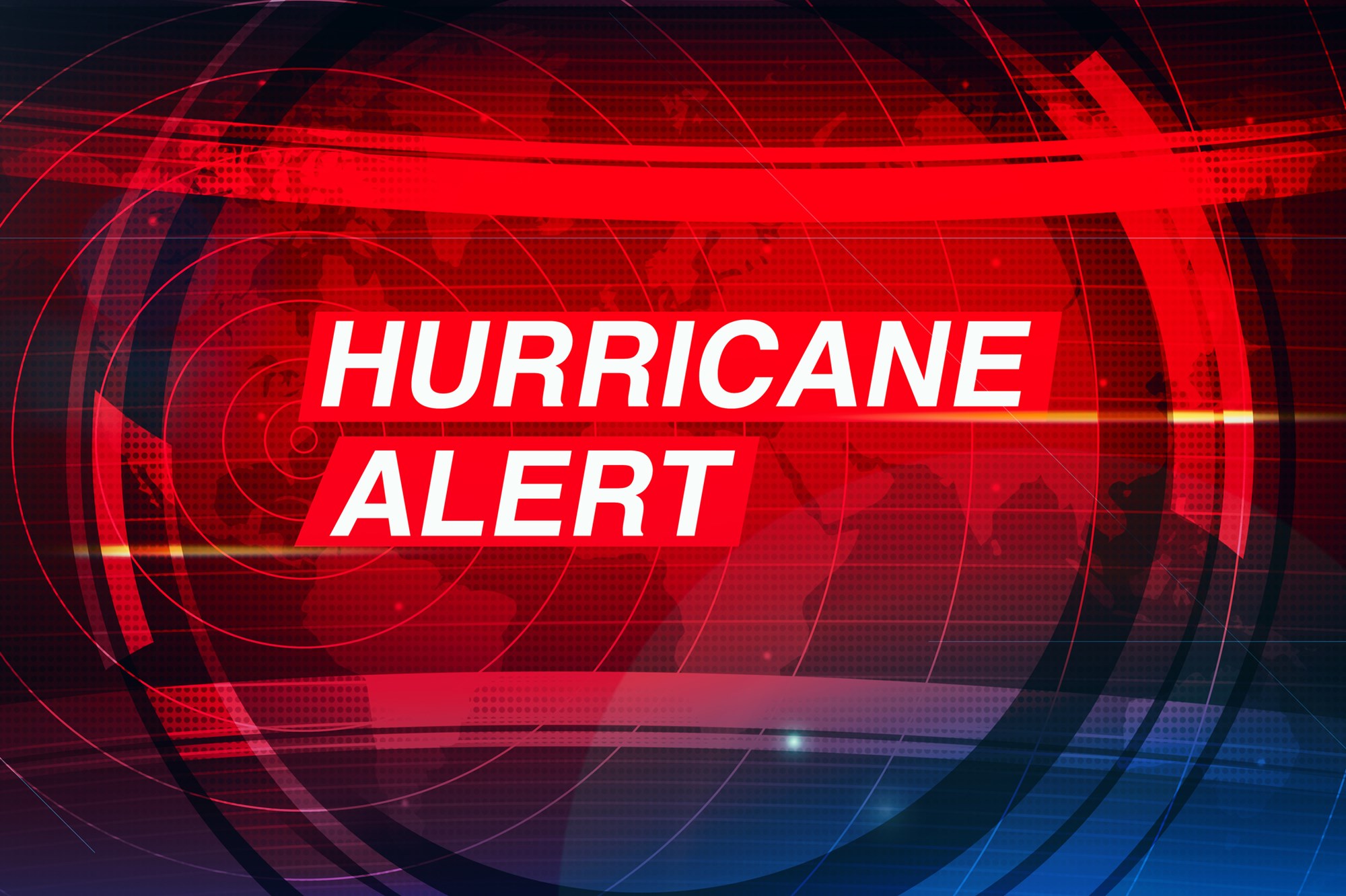 Hurricane alert concept abstract background with red alarming color and world map. Cyclone and weather alert concept