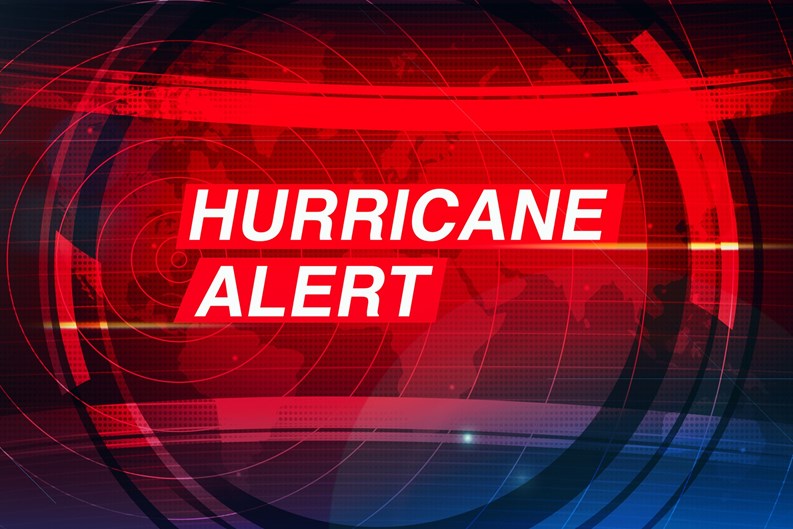 Hurricane alert concept abstract background with red alarming color and world map. Cyclone and weather alert concept